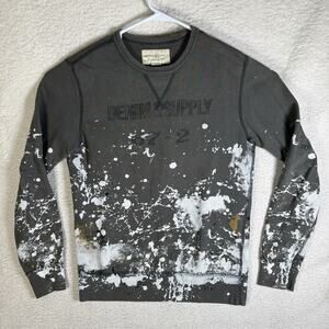 Ralph Lauren Denim Supply Shirt Mens Small Gray Paint Splatter French Terry